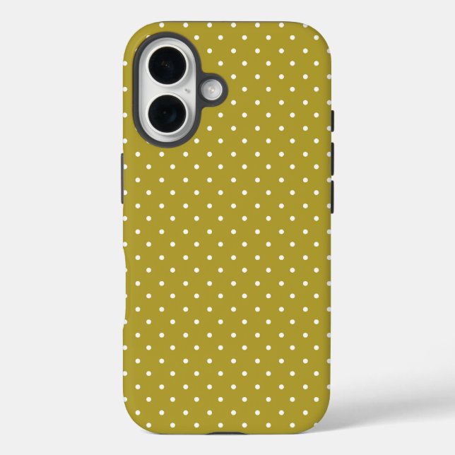 Coques Case-Mate iPhone Motif points blancs sur fond jaune moutarde (Verso)