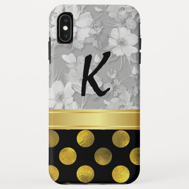Coques Case-Mate iPhone Motif Pois à fleurs avec Monogramme (Dos)