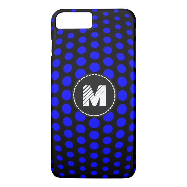 Coques Case-Mate iPhone Motif Pois bleu Monogramme (Dos)