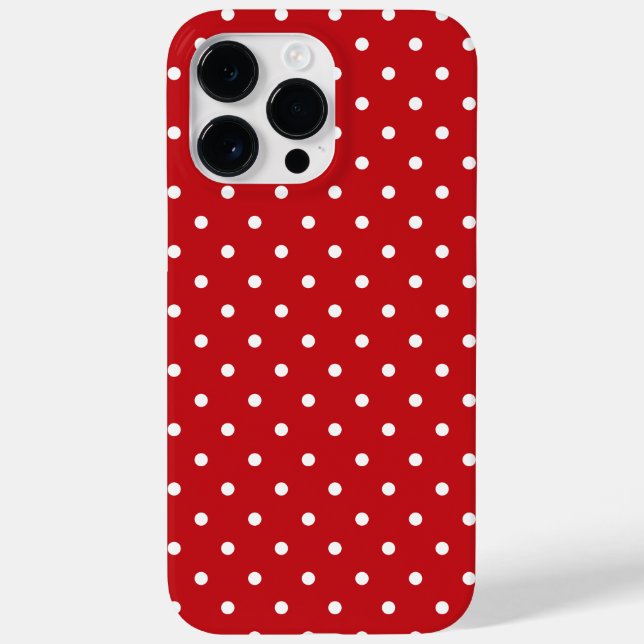 Coques Case-Mate iPhone Motif Pois Classique Blanc Sur Rouge Festif (Verso)