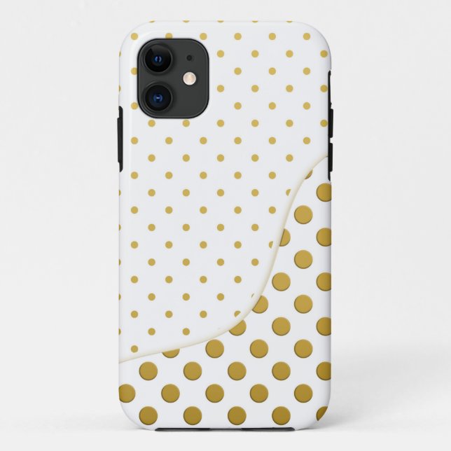 Coques Case-Mate iPhone Motif pois en or et blanc (Dos)