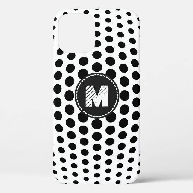 Coques Case-Mate iPhone Motif Pois noir Monogramme (Verso)