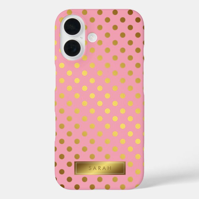Coques Case-Mate iPhone Motif Pois Pink Faux Gold Faux (Verso)