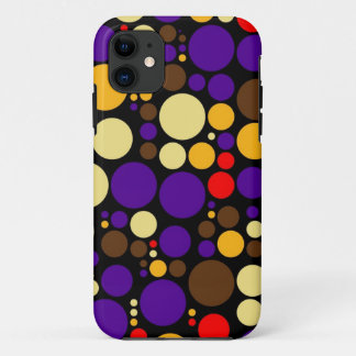 Coques Pour iPhone Motif Pois rétro | Rouge violet jaune