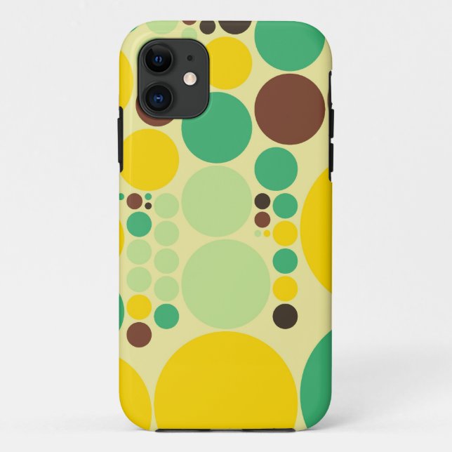 Coques Case-Mate iPhone Motif pois rétro (Vert, Jaune, Brown) (Dos)
