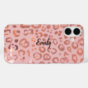 Coque Pour iPhone 16 Plus Motif Poster de animal Empreinte de léopard rose