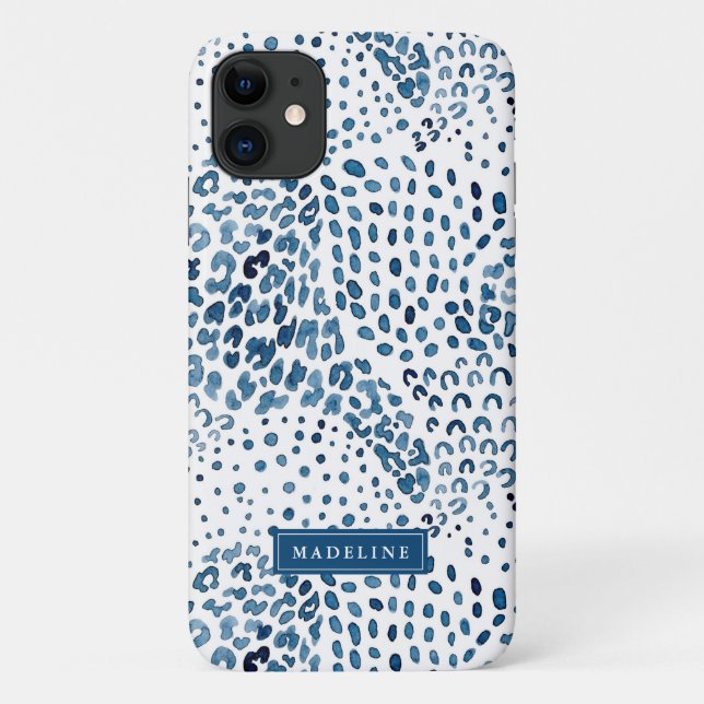 Coques Case-Mate iPhone Motif Poster de animal Indigo Blue Watercolor (Dos)