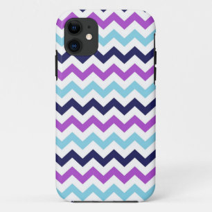 Coques Pour iPhone Motif pourpre et bleu de chevrons de zigzag
