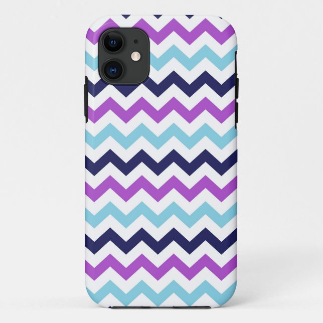 Coques Case-Mate iPhone Motif pourpre et bleu de chevrons de zigzag (Dos)