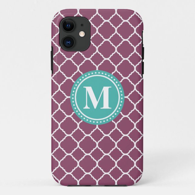 Coques Case-Mate iPhone Motif Quatrefoil bleu Monogram Aqua (Dos)