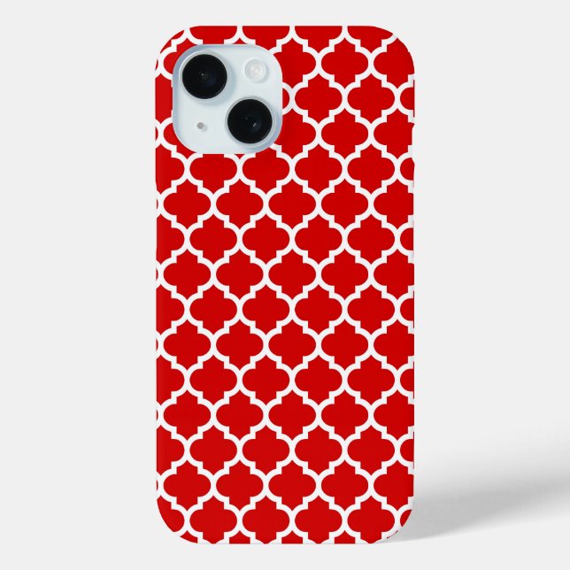Coques Case-Mate iPhone Motif Quatrefoil Marocain Rouge Blanc #5 (Verso)