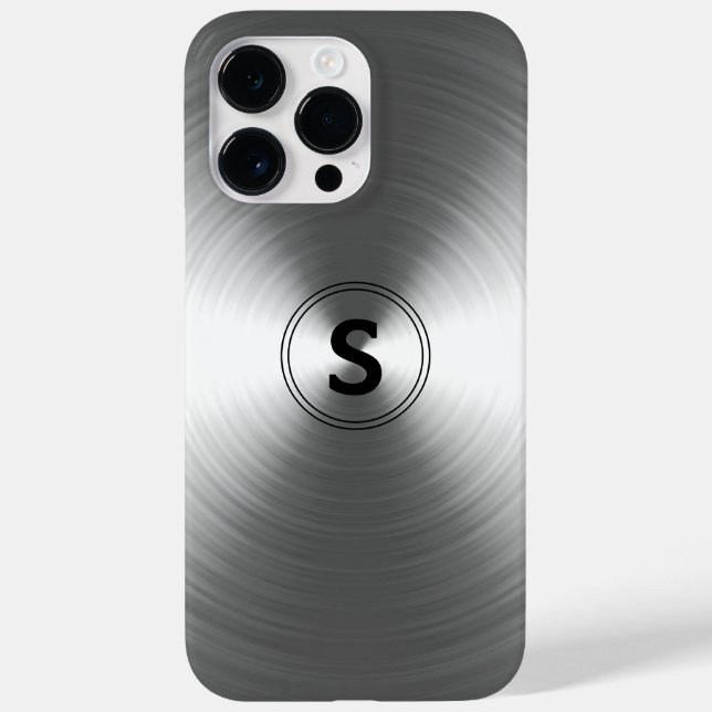 Coques Case-Mate iPhone Motif radiant argenté contemporain monogramme (Verso)