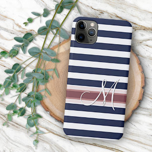 Case-Mate iPhone Case Motif rayé bleu blanc simple personnalisé classiqu