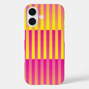 Coque Pour iPhone 16 Motif rayé orange jaune rose