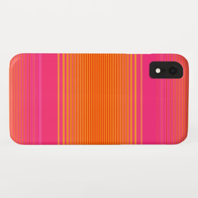 Coques Case-Mate iPhone Motif rayé rose et orange (Dos (Horizontal))