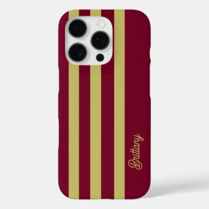 Coque iPhone 16 Pro Motif rayé vert Chartreuse et bordeaux