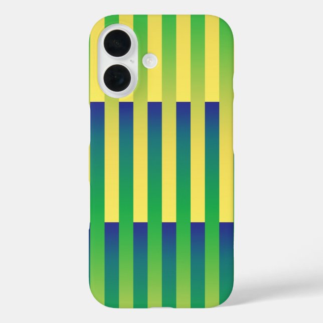 Coques Case-Mate iPhone Motif rayé vert jaune bleu (Verso)