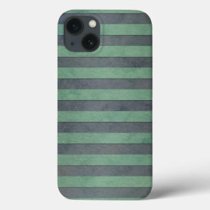 Etui iPhone 13 Motif rayé vert sauge et gris