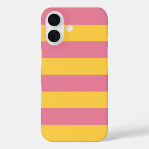 Coque Pour iPhone 16 Motif rayé vertical rose et jaune vibrant