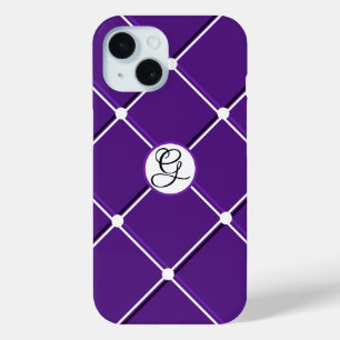 Coque Case-Mate iPhone Motif rayé violet et blanc Lettre initiale G éléga