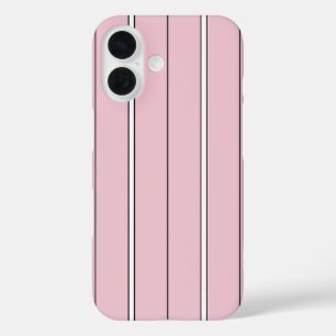 Coque Pour iPhone 16 Motif rayure verticale rose pâle minimaliste