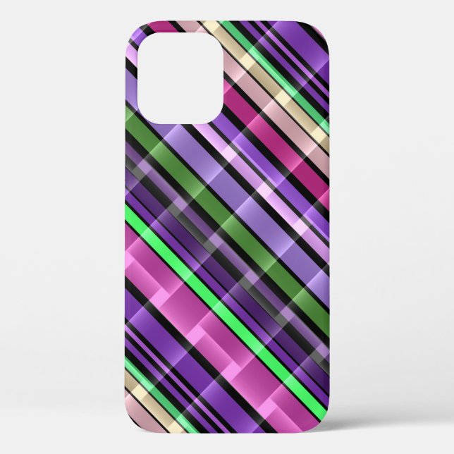 Coques Case-Mate iPhone Motif Rayures Abstraites (Violet, Rose, Vert) (Verso)