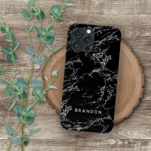 Case-Mate iPhone Case Motif rayures en pierre de marbre blanc noir perso
