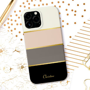 Case-Mate iPhone Case Motif rayures modernes chic avec nom