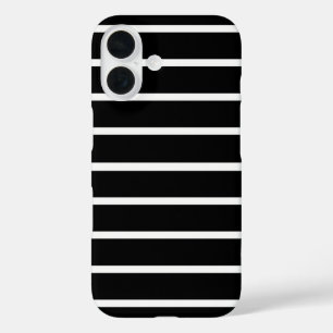 Coque Pour iPhone 16 Motif rayures noires et blanches