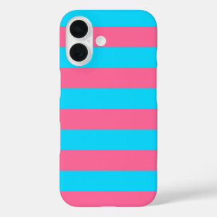 Coque Pour iPhone 16 Motif rayures rose bleu 