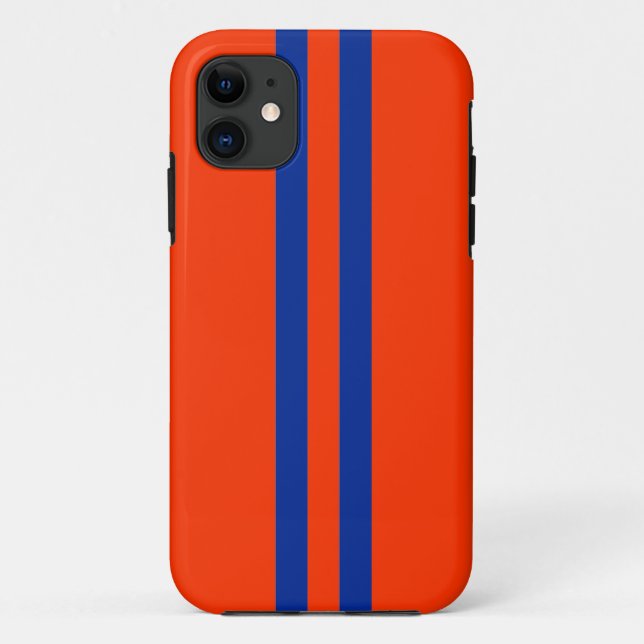 Coques Case-Mate iPhone Motif rayures sportives bleu et orange (Dos)