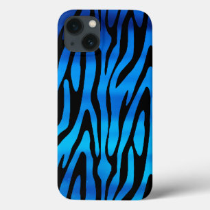 iPhone 13 Coque Motif rayures zèbre bleu et noir Awesome