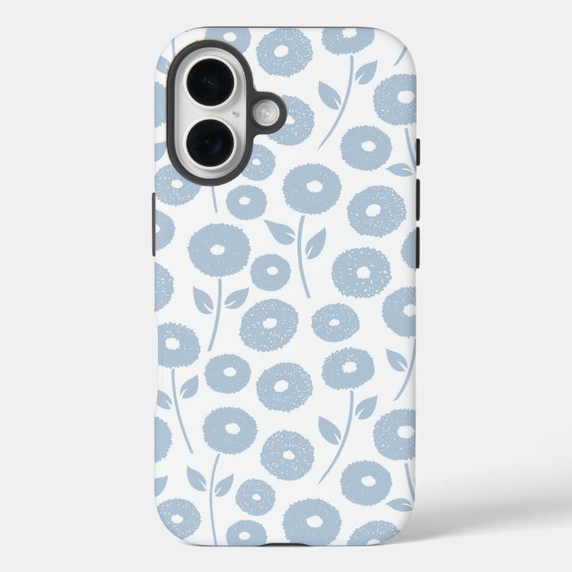 Coques Case-Mate iPhone Motif Répété Fleur Floue Bleu sur Blanc (Verso)