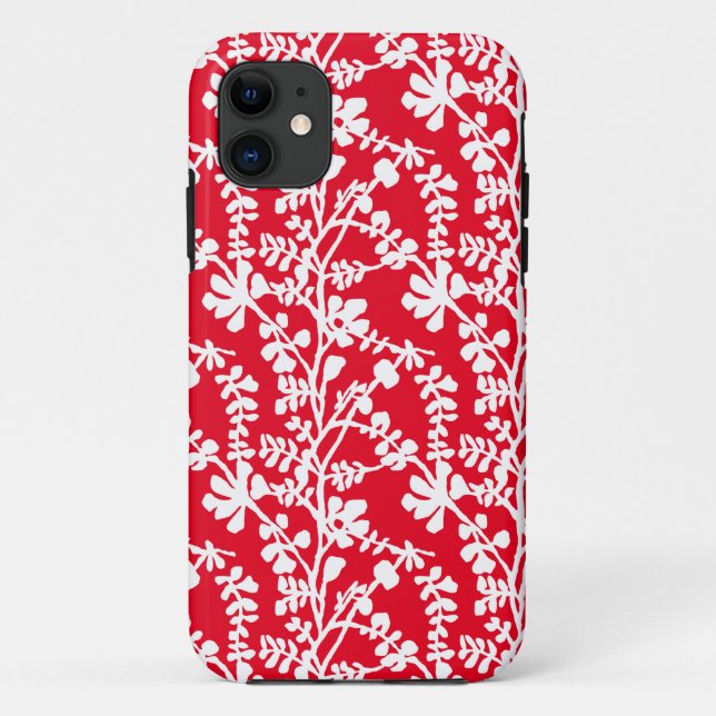 Coques Case-Mate iPhone Motif répété Floral Rouge Et Blanc (Dos)