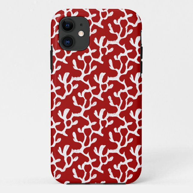Coques Case-Mate iPhone Motif Répéteur de corail blanc et rouge (Dos)