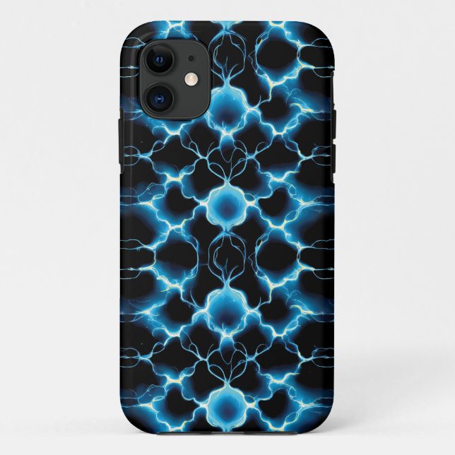Coques Case-Mate iPhone Motif répétitif de synapse électrique bleue (Dos)