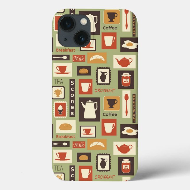 Coques Case-Mate iPhone motif rétro avec cuisine pour le petit-déjeuner (Verso)