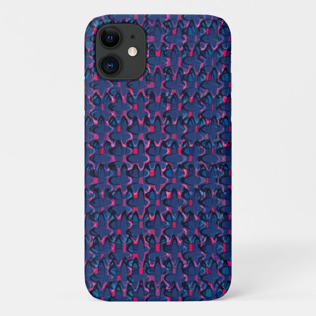 Coques Case-Mate iPhone Motif rétro bleu et rose (Dos)