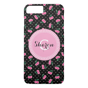 Etui iPhone Case-Mate Motif rétro de cerise rose noir pour fille avec mo