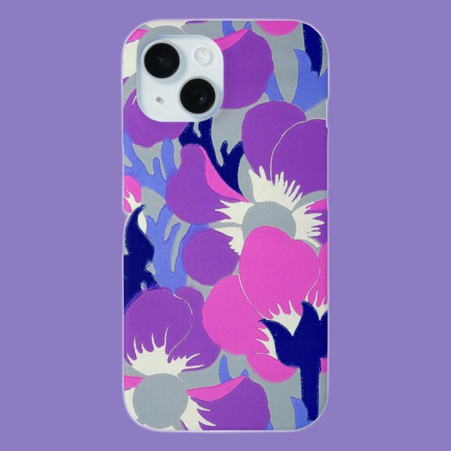 Coques Case-Mate iPhone Motif rétro de fleur d'Anémone rose et violet gras (Créateur téléchargé)