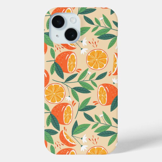 Coques Case-Mate iPhone Motif rétro de fruits d'agrumes orange (Verso)