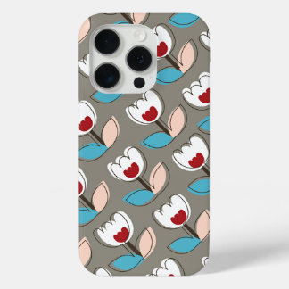 Coque Case-Mate iPhone Motif Retro Fun Blanc Bleu Rouge Tulipes Fleurs