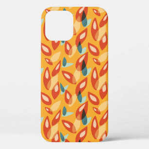 Coque iPhone 12 Motif Rétro Géométrique Abstrait En Orange Jaune