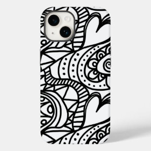 Coque Case-Mate iPhone Motif Rétro Noir Blanc Doodle