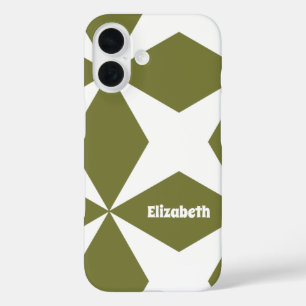 Coque Pour iPhone 16 Motif rétro Nom personnalisé Monogramme vert class