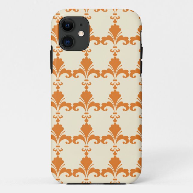 Coques Case-Mate iPhone Motif Rétro Orange Fleur-De-Lis (Dos)