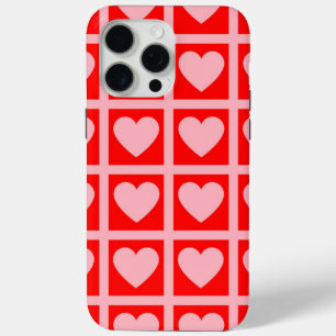 Coque Case-Mate iPhone Motif Retro Pink Red Heart Check Y2K