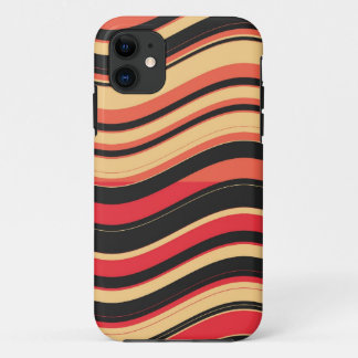 Coques Pour iPhone Motif rétro rouge noir rose rayures ondulées
