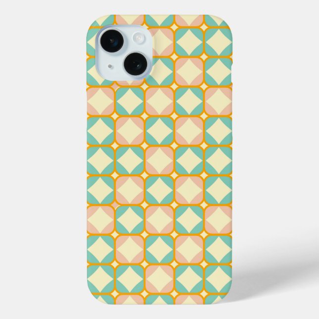 Coques Case-Mate iPhone Motif rétro sans couture avec des carrés arrondis (Verso)