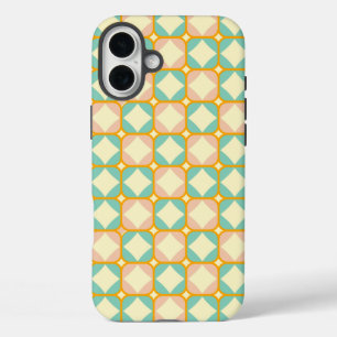 Coque Pour iPhone 16 Plus Motif rétro sans couture avec des carrés arrondis